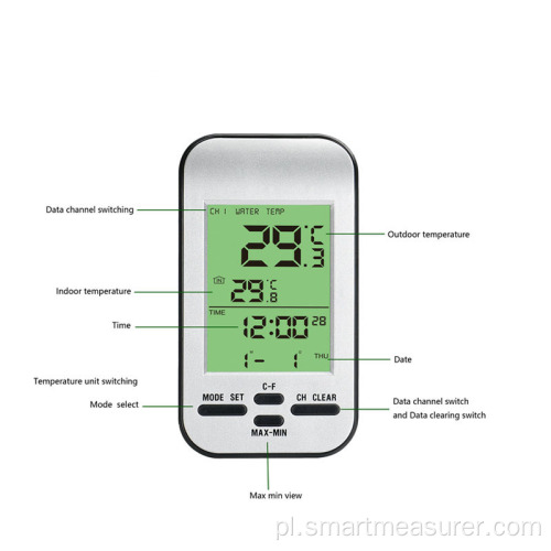 bezprzewodowy inteligentny termometr basenowy z alarmem czasowym